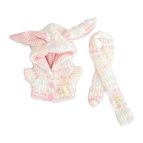 MagiDeal Plüsch-Puppenkleidung für 15–17 cm große Puppen, Puppen-Outfit, Kapuzenpullover mit Schal, Kuscheltier-Kleidung, Anzieh-Puppenkleidung, Cartoon, Bunt von MagiDeal