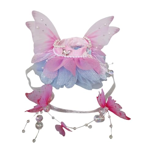 MagiDeal Plüsch-Puppenkleidung für 15–17 cm große Puppen, süßes Feenkleid mit Haar-Accessoire, stilvolles, modisches Plüsch-Puppenzubehör, Foto-Requisiten, Pink Blau von MagiDeal