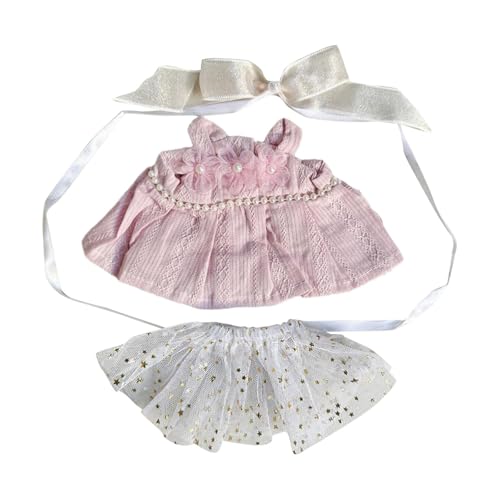 MagiDeal Plüschpuppenkleid, Kleidung für 20-cm-Puppen, Foto-Requisiten, Gazerock, stilvolle Geschenke für Puppenliebhaber, Puppen-Outfit, Miniatur-Kleidung, Rosa von MagiDeal