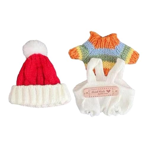 MagiDeal Pullover-Kleidungsset für Mini-Puppen, Puppenkleidung, Schal, Kleidung für lebendige Puppen, süßer Puppenkleidungsanzug für Anhängerpuppe, Buntes Streifenset von MagiDeal