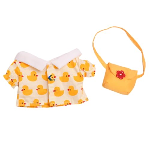 MagiDeal Pullover-Oberteil für Plüschpuppen, Kostüme, Kleidung, Mode, DIY für Kinder, Foto-Requisiten, pädagogisches Anziehen mit Tasche für 7,87-Zoll-Puppe, Ente von MagiDeal