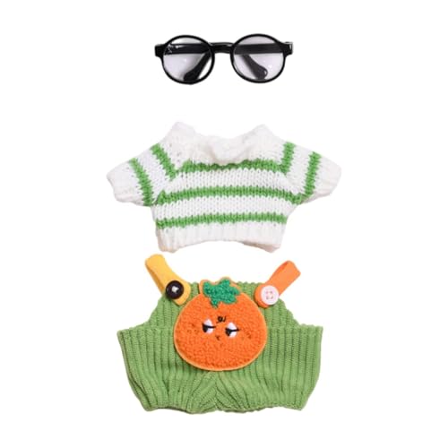 MagiDeal Pullover und Hose für ausgestopfte Puppen. Basteln Sie Ihre eigenen Puppen. Foto-Requisiten für Kinder. Pädagogische Kleidung aus Plüsch. Verkleiden, Brille mit Schwarzem Rahmen von MagiDeal