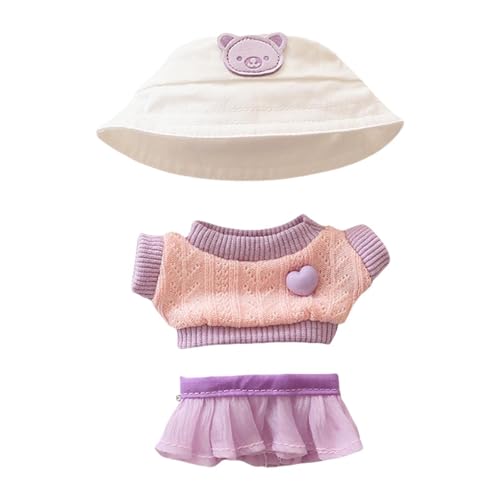 MagiDeal Pullover und Rock für ausgestopfte Puppen. Basteln Sie Ihre eigenen Puppen. Pädagogische Kleidung. Mode für Kinder. Plüschpuppenkleidung für 17 cm, Violetter Rock Und Hut von MagiDeal