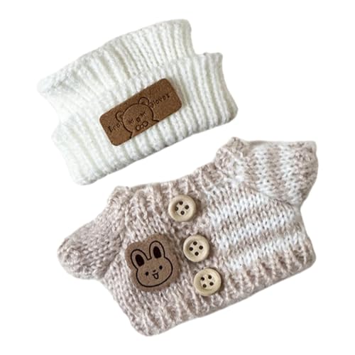 MagiDeal Puppenkleidung aus Plüsch für 15–17 cm große Puppen, Puppenkostüm, Pullover mit Mütze, weiche Kleidung für Kuscheltiere, süße Puppenkleidung , Weiß von MagiDeal