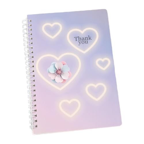 MagiDeal Spiral Notepad 96 Sheets School Supplies, Tagebuch 15.2CMX21CM Gekleidetes Notizbuch, Zeitplan -Notizblock für die Schule, Herz von MagiDeal