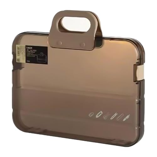 MagiDeal Tragbarer Dateien Organizer A4 Dokumentkasten wasserdichte Gehäusezubehör 14.4x2x10.2 Zoll für den täglichen Gebrauch vielseitig mit dem Handle, Braun von MagiDeal