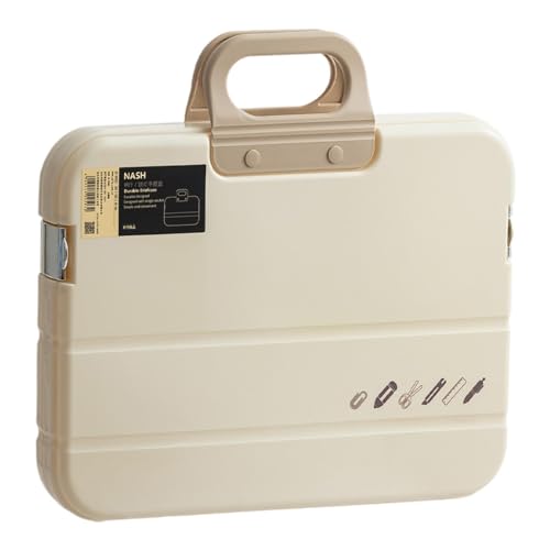 MagiDeal Tragbarer Dateien Organizer A4 Dokumentkasten wasserdichte Gehäusezubehör 14.4x2x10.2 Zoll für den täglichen Gebrauch vielseitig mit dem Handle, Creme Farben von MagiDeal