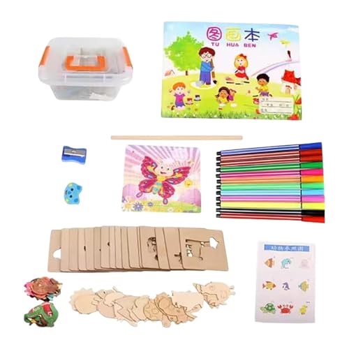 MagiDeal Zeichenschablonen aus Holz für Kinder, Malschablonen, Geschenk zum Selbermachen, kreativ, stabil, Malbedarf, Malvorlagen für Kinder, 24 Holzvorlagen von MagiDeal