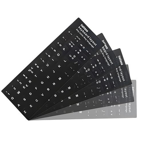 5 Stück Tastatur Aufkleber Sticker Italienische, Tastatur Aufkleber, Universal-Tastatur-Aufkleber, Italienische Ersatz Aufkleber Buchstaben,für Jede Standard-Tastatur,Für Pc/Laptop Notebook Tastaturen von MagiSel