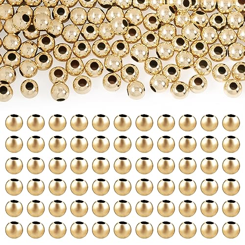 Magibeds 14 Karat Gold gefüllte 2 mm runde Perlen USA Gold gefüllte Mini-Perlen für stapelbare Schmuckherstellung, nahtlose lose Abstandshalter, winzige Metall-Rocailles für Taille, geschichtete von Magibeads