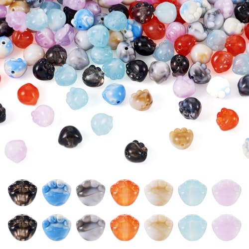 Magibeads 140 Stück Acryl-Perlen mit Pfotenabdruck-Perlen für Katzen- und Hundepfotenabdruck, Abstandshalter für Schmuckherstellung, Armbänder, Basteln, Halsketten, Schlüsselanhänger, Großpackung von Magibeads