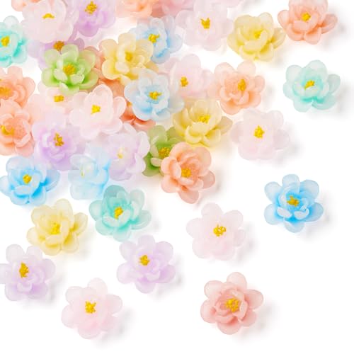 Magibeads Blumen-Cabochons, leuchtet im Dunkeln, 20 mm, zufällige Farbe, Pastellfarben, flache Rückseite, Verzierungen für Bastelarbeiten, Schmuckherstellung, Scrapbooking, Handyhüllen-Dekoration, 40 von Magibeads