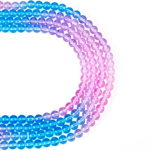 Magibeads Glasperlen für Schmuckherstellung, runde Regenbogen-Kristallglasperlen, transparent, Farbverlauf, lose Perlen für Bastelarbeiten, Perlen, Armbänder, Halsketten, 8 mm, Rosa, 212 Stück von Magibeads