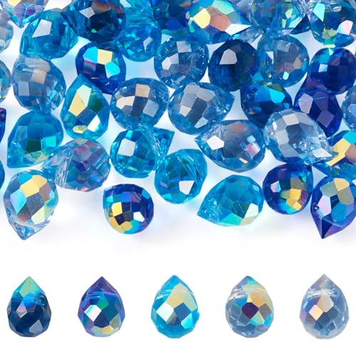 Magibeads Glasperlen in Tropfenform, facettierte, blaue Kronleuchter-Kristalle, schillernde Wassertropfen-Prismenperlen zum Basteln, Sonnenfänger, Windspiele, Schmuckherstellung, 50 Stück Magibeads Glasperlen in Tropfenform, facettierte, blaue Kronleuchter-Kristalle, schillernde Wassertropfen-Prismenperlen zum Basteln, Sonnenfänger, Windspiele, Schmuckherstellung, 50 Stück von Magibeads