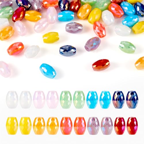 Magibeads Ovale Glasperlen, facettiert, 11 x 8 mm, Kristallsäule, Sonnenfänger, ovale Kandi-Perlen, Abstandshalter für Bastelarbeiten, Windspiele, Schmuckherstellung, 50 Stück von Magibeads