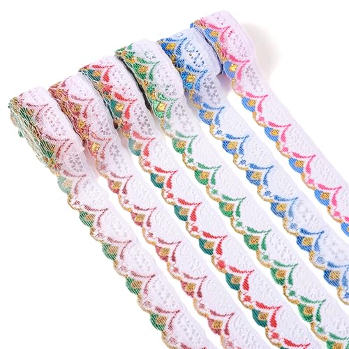 Magibeads Spitzenband im ethnischen Stil, zum Basteln, 3,8 cm, Vintage-Blumen-Spitzenborte, bunt, gewellt, Stickerei, Spitzenband für Handwerk, Kleid, Geschenkverpackung, Hochzeit, Heimdekoration, 6 Magibeads Spitzenband im ethnischen Stil, zum Basteln, 3,8 cm, Vintage-Blumen-Spitzenborte, bunt, gewellt, Stickerei, Spitzenband für Handwerk, Kleid, Geschenkverpackung, Hochzeit, Heimdekoration, 6 von Magibeads