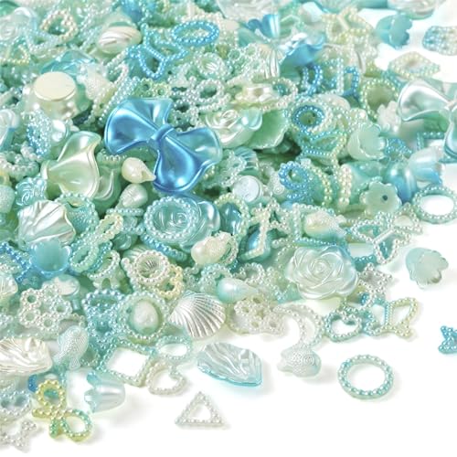 Magibeads Verschiedene Kunststoffperlen, Herz, Mond, Blume, Schleife, Blatt, Perlen und Charms, blau, zufällige Kandi-Perlen, niedliches Handy-Charm-Set zum Basteln, DIY, Schlüsselband, von Magibeads