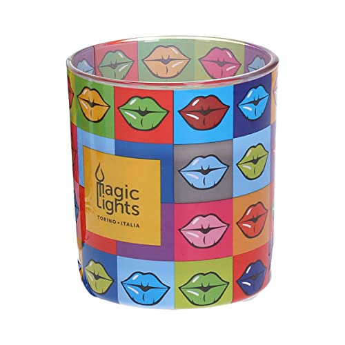 Magic Lights - Pop Art Glaskerze ø7,5cm h8,4cm Lippen magische Lichter - EDM 84054 von Vacchetti Giuseppe