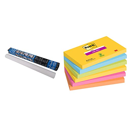 Magic Whiteboard & Post-it Super Sticky Notes Carnival Collection, Packung mit 6 Blöcken, 90 Blatt pro Block, 76 mm x 127 mm, Gelb, Blau, Grün, Pink von Magic