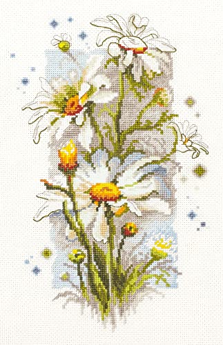 Magic Needle 100-103 ZW Weiße Gänseblümchen Kreuzstichset mit Zählmuster Zweigart Edition, Baumwolle, multifarbig, 14x23cm von Magic Needle