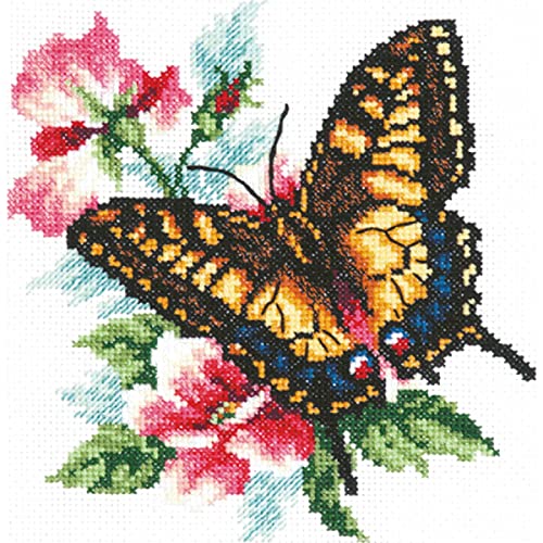 Magic Needle 42-10 ZW Schwalbenschwanz-Schmetterling Kreuzstichset mit Zählmuster Zweigart Edition, Baumwolle, multifarbig, 17x18cm von Magic Needle