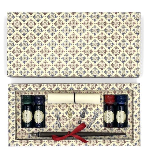 Magicamente Carta Set Füllfederhalter + Tinte 11 ml, Geschenkidee, Geschenkbox mit Goldpulver, Made in Italy, Motiv: Red & Blue von Magicamente Carta