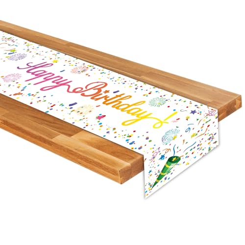 Magiccute Tischdecke Geburtstag Dekoration Schwarz Weiß Partytischdecken Geburtstag Happy Birthday Tisch Deko für Kinder Mädchen Jungen Geburtstag Party Dekoration von Magiccute