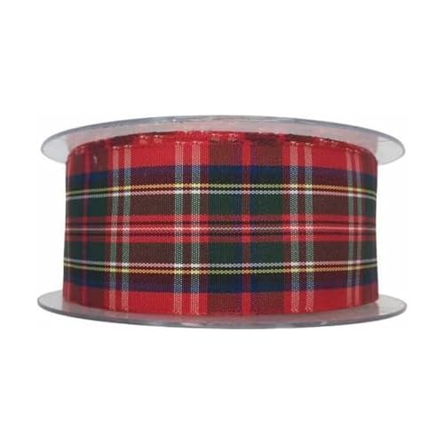 Magie di Natale Tartan-Band mit Schottenmuster, für Weihnachtsdekoration, Geschenkverpackung, 6,3 cm x 10 m von Magie di Natale