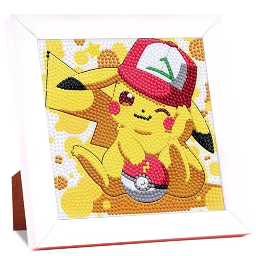 Magiho Diamond Painting Kinder, Diamond Painting Holzrahmen 18×18 cm, 5D DIY Diamant Paint Kits, Kreuzstich Karikatur Schmücken Leuchtend Malen nach Zahlen für Home Wanddekoration - PK von Magiho