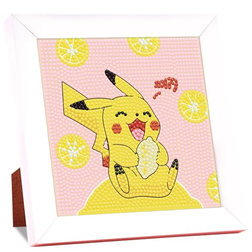 Magiho Diamond Painting Kinder, Diamond Painting Holzrahmen 18×18 cm, 5D DIY Diamant Paint Kits, Kreuzstich Karikatur Schmücken Leuchtend Malen nach Zahlen für Home Wanddekoration - PK von Magiho