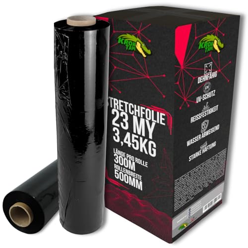 2 Rollen Stretchfolie Schwarz Folie Für Möbel 23my Rollen 500mm Breit 300m Länge Palettenfolie Handfolie Wickelfolie Verpackungsfolie Umzugsfolie 3,5KG von Magnet-Kauf