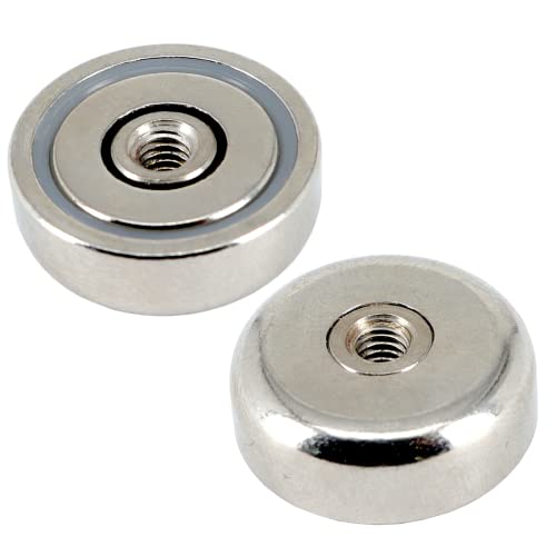 2 Stück Neodym Magnete mit Gewinde M4 Loch Bohrung 20mm Topfmagnete Extra Stark 12KG Mit Innengewinde Schraubbar Flachgreifer Magnet Rund Gewindebohrung von Magnet-Kauf