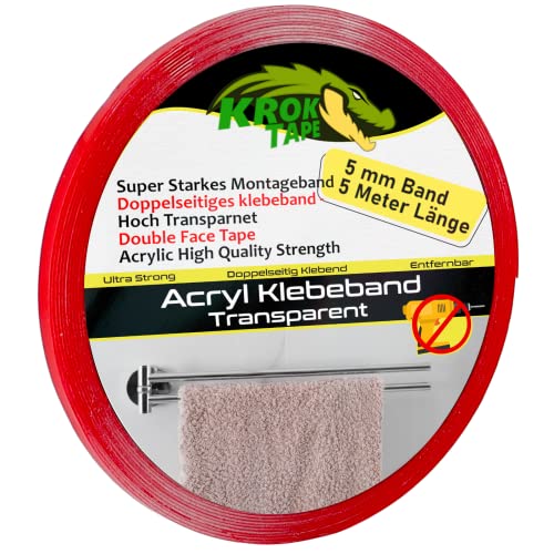 Magnet-Kauf Doppelseitiges Klebeband Transparent Acryl Tape Extra Stark Für Innen- und Außen Montage Acrylklebeband - Dauerhafte Klebekraft Montageband 5 Meter Länge (5 mm x 5m) von Magnet-Kauf