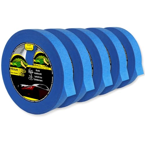 KrokTape 5 x Goldband Abklebeband Lackierband 19mm x 50m Malerklebeband Abdeckband Maler Klebeband zum Streichen Lackieren Malerband Abklebeband Blau von Magnet-Kauf