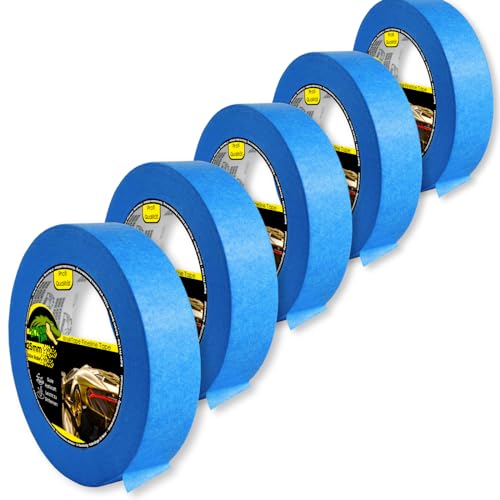 KrokTape 5x Goldband Abklebeband Lackierband 25mm x 50m Malerklebeband Abdeckband Maler Klebeband zum Streichen Lackieren Malerband Abklebeband Blau von Magnet-Kauf