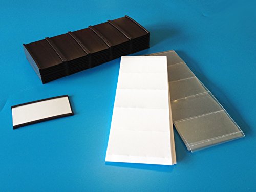 100 Stück magnetische C-Profil Etikettenhalter 40 mm hoch x 75 mm lang mit Kartonstreifen und PVC-Klar-Streifen von Magnetschilderversand NOHL-Werbung