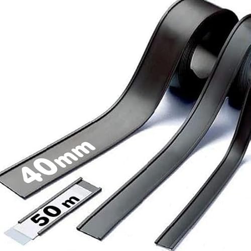 Magnet C-Profil magnetische Etiketten-Halter beschreibbar mit Papier und Schutzfolie 40mm breit x 50m Rolle - Ideal für Labels Preis-Schilder Namensschilder Lager-Beschriftung magnetisch von Magnosphere