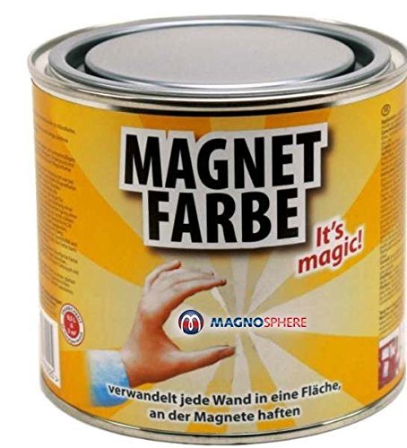 Magnetfarbe - Magnetische wandfarbe - 0,5 Liter - für eine Fläche von 1,5m² - 5m² - Farbe für die Wand wirkt magnethaftend - Grundfarbe kann nach Trocknung beliebig überstrichen und gestaltet werden von Magnosphere