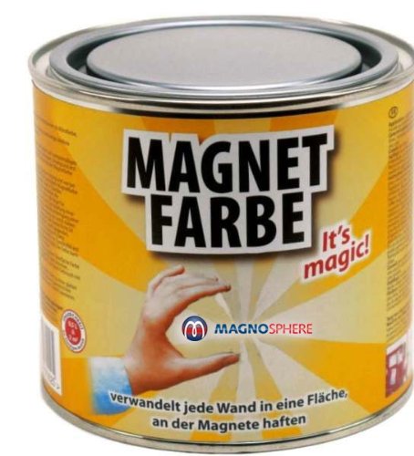 Magnetfarbe - Magnetische wandfarbe - 5 Liter - für eine Fläche von 10m² - 40m² - Farbe für die Wand wirkt magnethaftend - Grundfarbe kann nach Trocknung beliebig überstrichen und gestaltet werden von Magnosphere