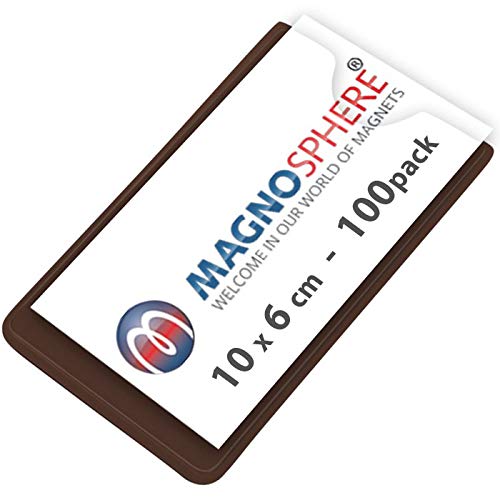 Magnetischer Etikettenhalter Einstecktasche für Labels/Etiketten, Größe 10 x 6cm - Set mit 100 Stück von Magnosphere