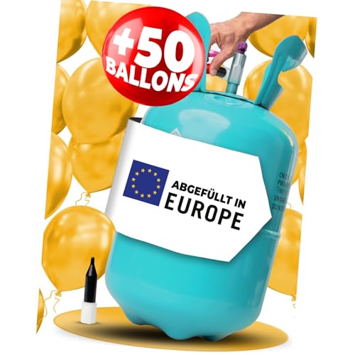 Brogaz Helium Gasflasche [inkl. 50 Luftballons]– Helium Balloon Gas für bis zu [50 Luftballons] – Ballongas Komplettset - Helium Gasflasche klein inkl. MAGNUM ® Schlüsselanhänger von Magnum