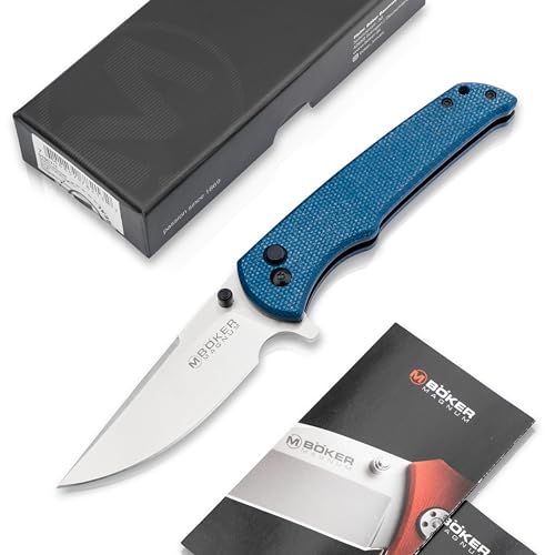 Magnum BÖKER Bluejay Flipper Messer - Button Lock Taschenmesser mit Micarta Griff blau - Einhandmesser mit scharfer 440A Klinge - EDC Gentleman Folder mit Clip - Klappmesser modern in Geschenk-Box von Magnum