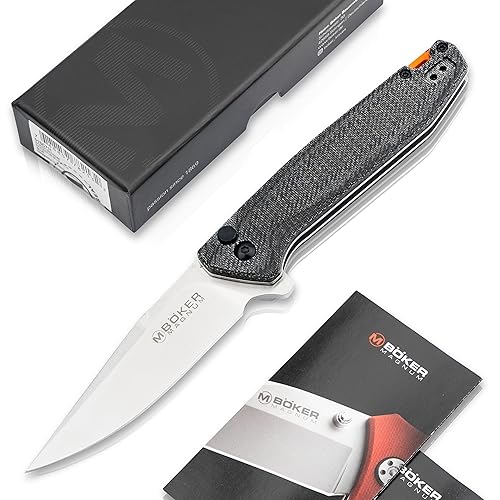 Magnum BÖKER Border Forst Folder Taschenmesser - Outdoor Einhandmesser mit Buttonlock - Folding Flipper Knife Micarta Griff schwarz - Klappmesser mit scharfer Spearpoint Klinge - EDC Messer mit Clip von Magnum