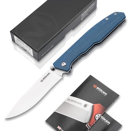 Magnum BÖKER Deep Blue Canvas EDC Messer - Einhand Taschenmesser mit Clip - Liner Lock Messer mit Micarta Griff blau - Outdoor Klappmesser mit Daumen-Pin - EDC Faltmesser mit 440A Spearpoint Klinge von Magnum