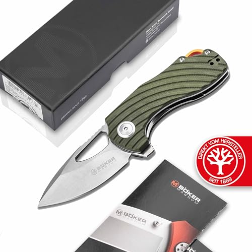 Magnum BÖKER Tadpole - kleines Einhand Flipper Taschen-Messer - Outdoor G10 Klappmesser grün - Linerlock EDC Falt-Messer mit Clip in Geschenk-Box von Magnum