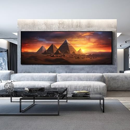 Ägypten Pyramiden Diamond Painting Malen Nach Zahlen Erwachsene, 5D Diamond Painting Erwachsene Diamant Painting Bilder Kinder, DIY Dimondpaintin Crystal Arts für Wand Deko Aesthetic Gifts 70x210cm-6k von Mahoxua