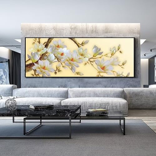 Baum Magnolie Diamond Painting Malen Nach Zahlen Erwachsene, 5D Diamond Painting Erwachsene Diamant Painting Bilder Kinder, DIY Dimondpaintin Cross Stickerei Craft, Wand Deko Aesthetic 50x125cm-450k von Mahoxua