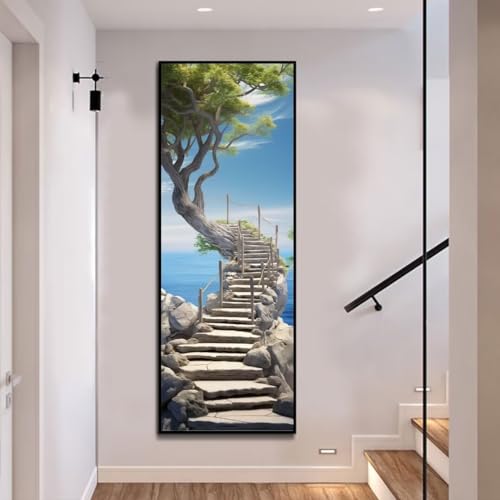 Baum Meer Diamond Painting Malen Nach Zahlen Erwachsene, 5D Diamond Painting Erwachsene Diamant Painting Bilder Kinder, DIY Dimondpaintin Cross Stickerei Craft für Wand Deko Aesthetic 30x90 cm-441k von Mahoxua