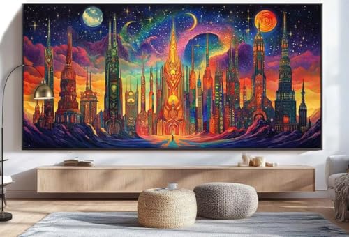 Diamond Painting Abstrakt Malen Nach Zahlen Erwachsene Stadt Diamant Painting Bilder Kinder, 5D DIY Crystal Arts Basteln Erwachsene Puzzle Bilder Kreativ Set, Home Deko Wohnzimmer 100 x 200 cm U19 von Mahoxua