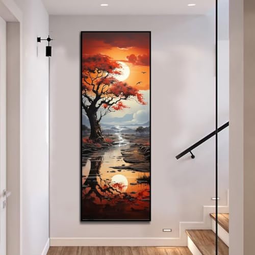 Diamond Painting Baum Sonnenuntergang Diamond Painting Erwachsene, Groß xxl 150 X 60 cm, Malen Nach Zahlen Erwachsene, DIY Diamant Painting Bilder Kinder, 5D Diamant-Malset, Home Wanddekoration-447l von Mahoxua